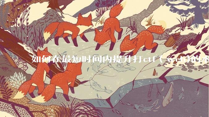 如何在最短时间内提升打ctf（web)的水平？